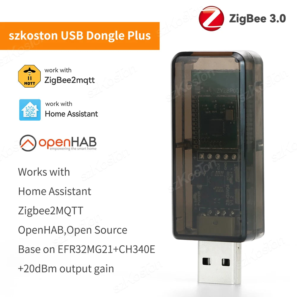 Zigbee 3.0 USB Dongle Plus EFR32MG21 – Universal Open Source Hub Gateway Compatible with Home Assistant, openHAB, Zigbee2MQTT, ZHA, NCP