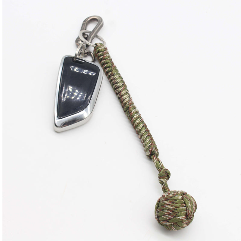 Black Monkey Fist Steel Ball – Outdoor Self-Defense Keychain for Survival & Personal Protection