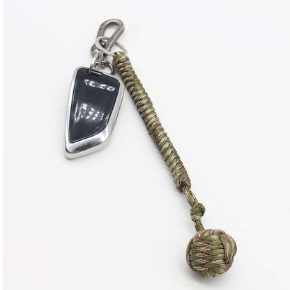 Black Monkey Fist Steel Ball – Outdoor Self-Defense Keychain for Survival & Personal Protection