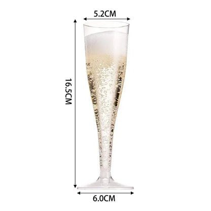 25Pcs 5oz Clear Plastic Champagne Flutes – Disposable Sparkling Wine & Cocktail Cups for Weddings, Parties & Toasting Events