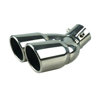 Universal 63mm Double-Barrel Car Exhaust Tip — Black Titanium Stainless Steel Tail Pipe Muffler Outlet, Auto Accessories