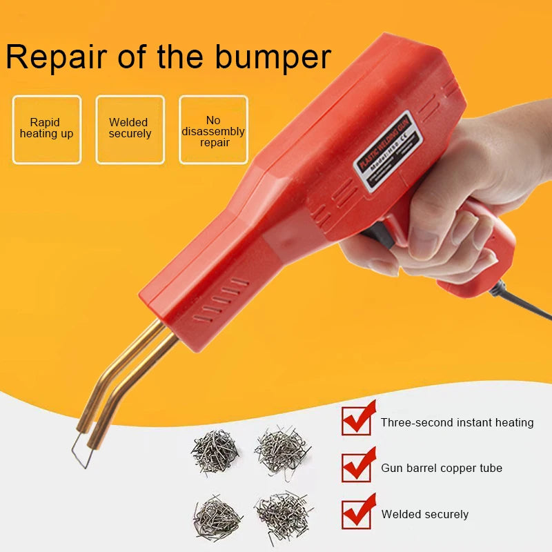 Plastic Welding Repair Kit - Car Bumper Soldering Gun with 4 Types Staples for Plastic Fixes