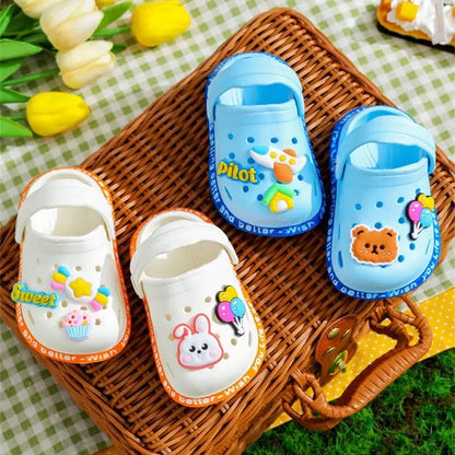 Summer Kids Sandals – Soft Anti-Skid Cartoon Hole Slippers for Boys & Girls, DIY Beach Shoes