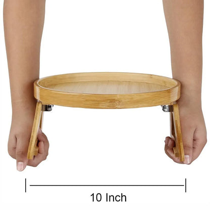 Natural Bamboo Sofa Armrest Clip-On Tray - Practical TV Snack Tray for Coffee, Remote Control, and Snacks