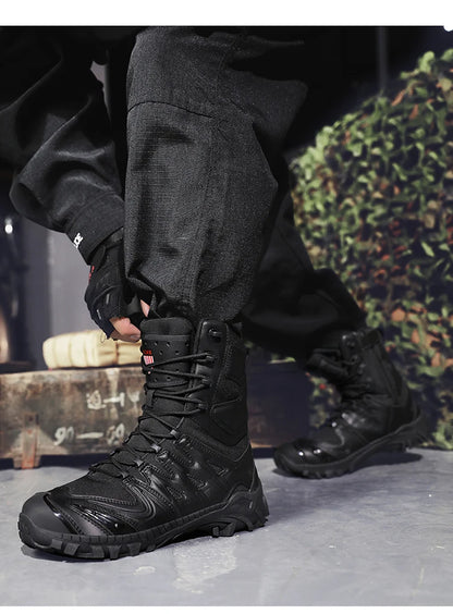 Special Forces Desert Combat Boots - Men's Tall Wear-Resistant Tactical, Waterproof Training & Outdoor Mountaineering Sports Boots