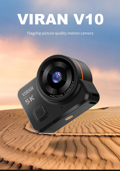 VIRAN V10 5K Waterproof Action Camera with 2" Touch LCD, Electronic Image Stabilization, Dashcam & Motion Detection