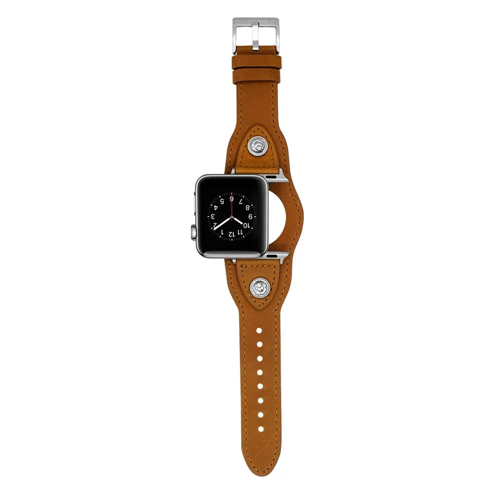 PU Leather Apple Watch Strap – Compatible with Series 1–9, SE & Ultra (38mm–49mm) for Men & Women