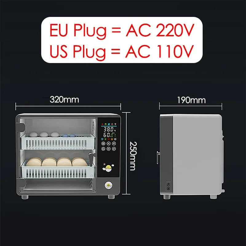 24-Egg Automatic Incubator — Touch Control Hatchery Machine for Chicken, Duck, Quail & Bird Eggs