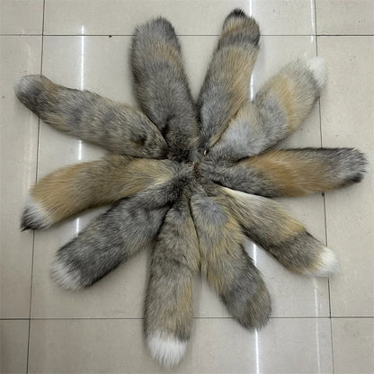 2024 Natural Fox Fur Tail Keychain – Chic Y2K Furry 40cm Keyring Accessory for Women’s Car Keys