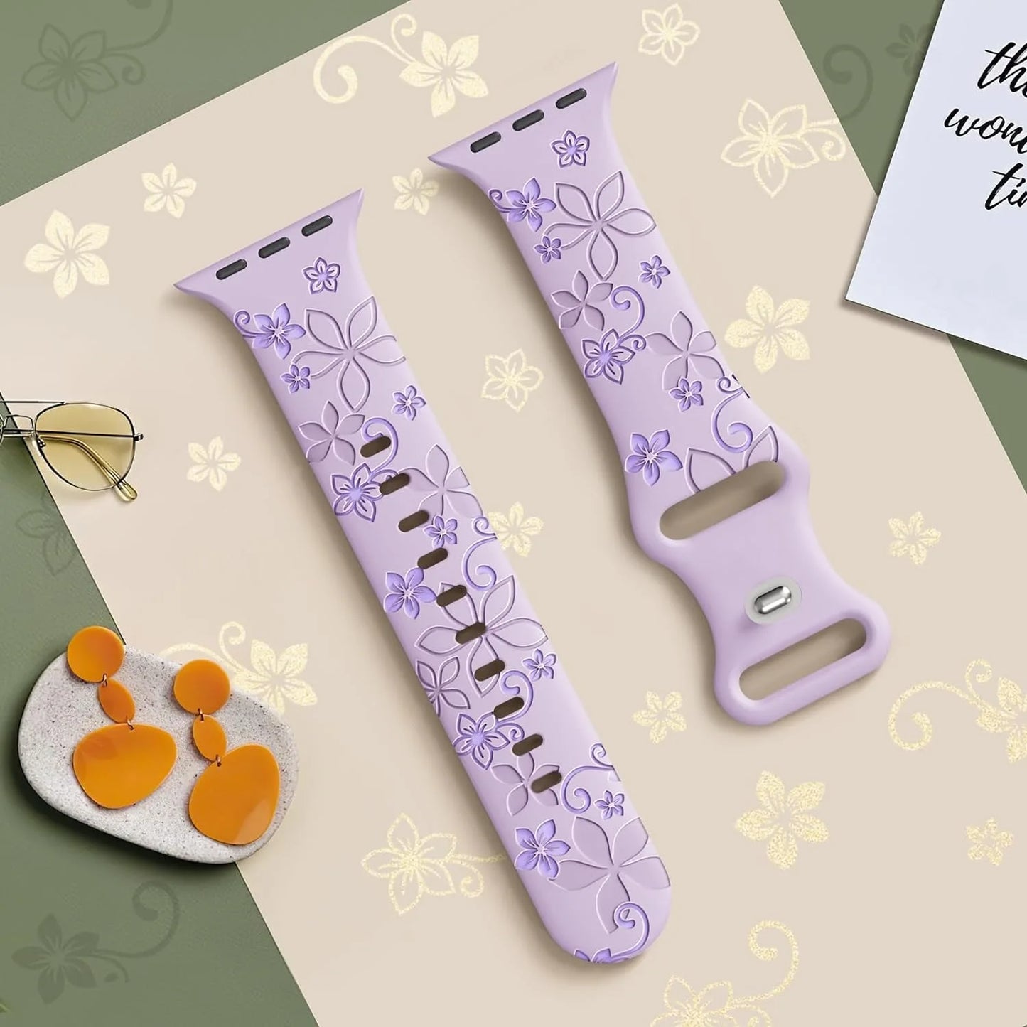 Engraved Silicone Strap for Apple Watch – Compatible with 38mm, 40mm, 41mm, 42mm, 44mm, 45mm, 49mm Models & iWatch Series 4-9, SE, Ultra