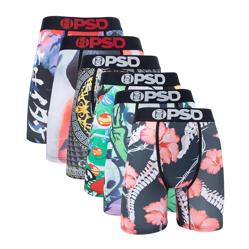 6Pcs Fashion Print Men’s Underwear – Boxer Briefs, Sexy Panty Lingerie, S-XXL Size Range, Comfortable Boxershorts