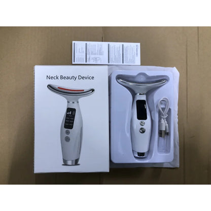 Portable 7-Color LED Light Therapy Massager – Face & Neck Anti-Wrinkle Skin Tightening with 3 Adjustable Vibration Gears