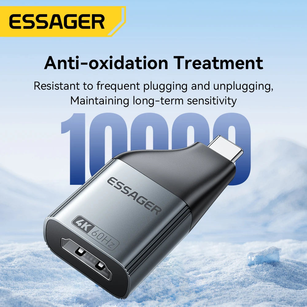 Essager USB-C to HDMI/DP/VGA Adapter – 4K@120Hz 8K@60Hz Video Converter for MacBook & TV Box