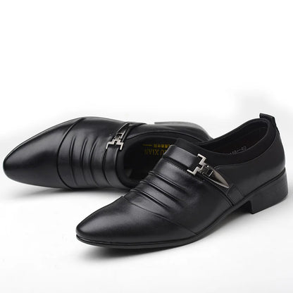 Men’s Classic White Dress Shoes - Casual Business Leather Point Toe Wedding Formal Shoes Size 46