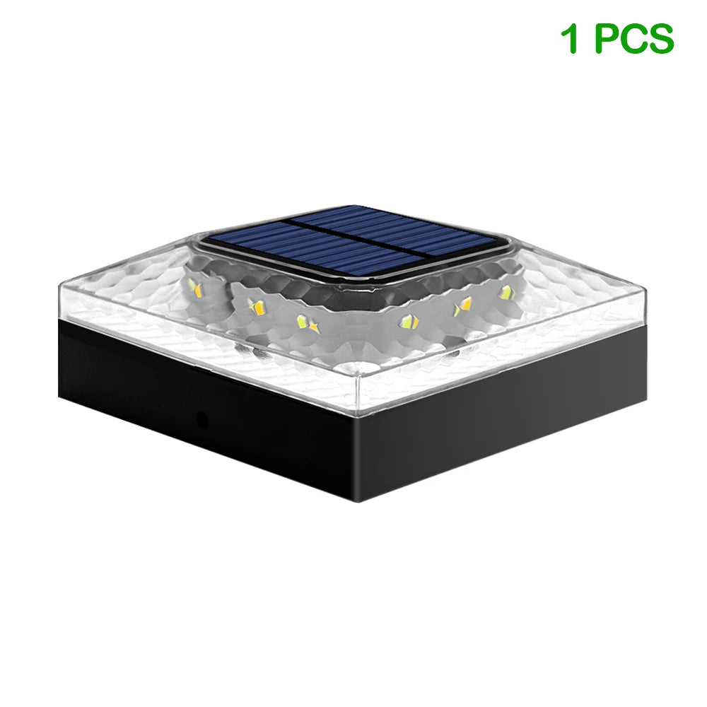 1/4PCS Solar Post Cap Lights - IP65 Waterproof Fence Topper LED Lights with 3 Color Modes for 4x4 Vinyl & Wood Posts