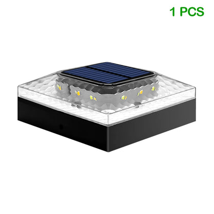 1/4PCS Solar Post Cap Lights - IP65 Waterproof Fence Topper LED Lights with 3 Color Modes for 4x4 Vinyl & Wood Posts