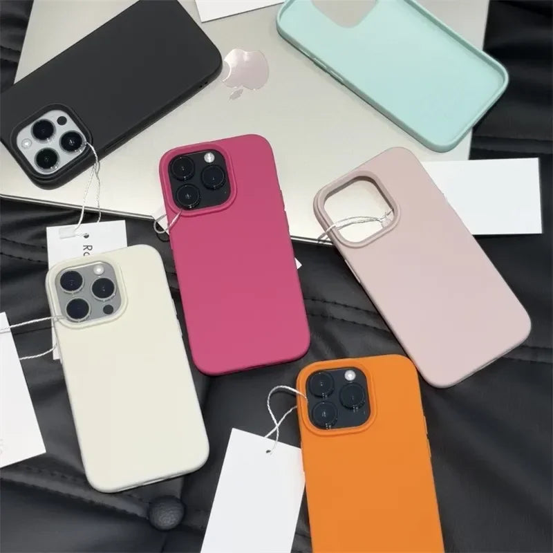 Luxury Frosted TPU Phone Case – Solid Color Shockproof Bumper for iPhone 11-16 Pro Max & Plus
