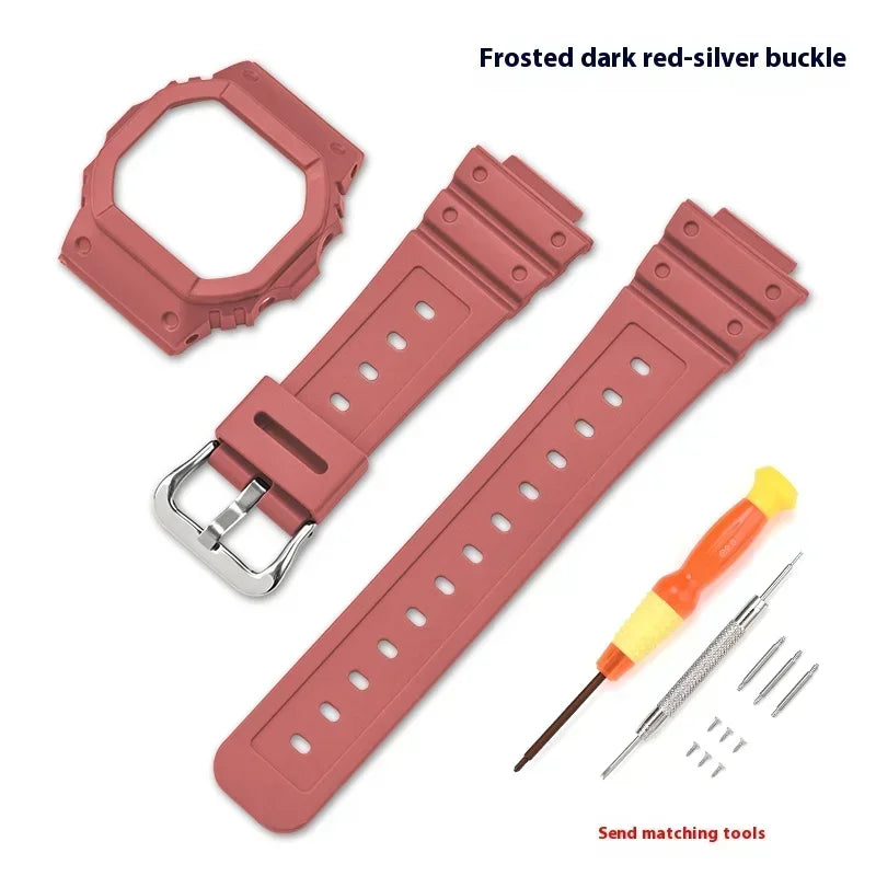 Resin Rubber Watch Case and Strap for Casio G-Shock - Protective Bezel Replacement Band for DW-5600, GW-M5610 and GW-B5600