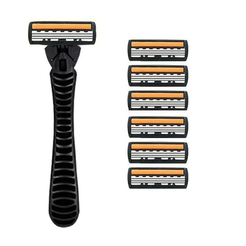 3-Layer Stainless Steel Manual Razor for Men – Washable Travel & Home Shaver for Daily Face Care