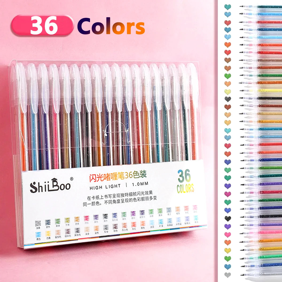 60 Color Glitter Gel Pens - 1.0mm Metal Tip Ballpoint Pens for Drawing, Coloring, DIY Crafts and Journaling