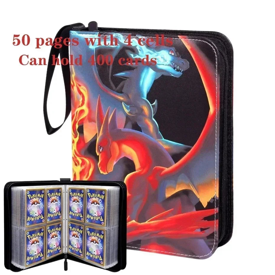 400PCS Pokémon Album Binder – PU Zipper Photo Card Holder for Trading Cards, Letters, and Collectible Hobby Folder