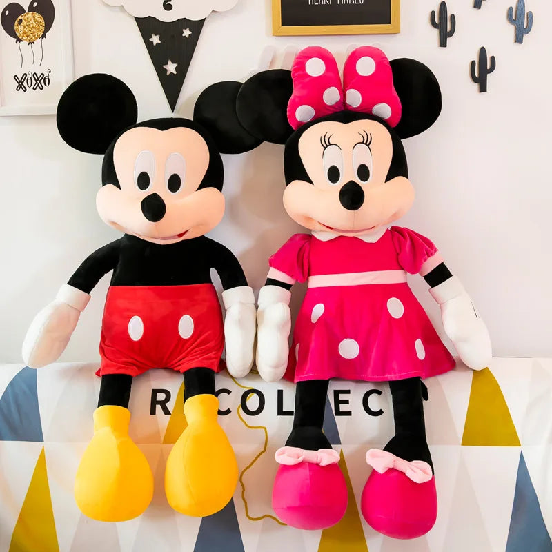 35cm Disney Mickey Mouse Plush Toy - Kawaii Anime Mickey and Minnie Stuffed Models, Decoration Dolls for Kids' Birthday Gifts