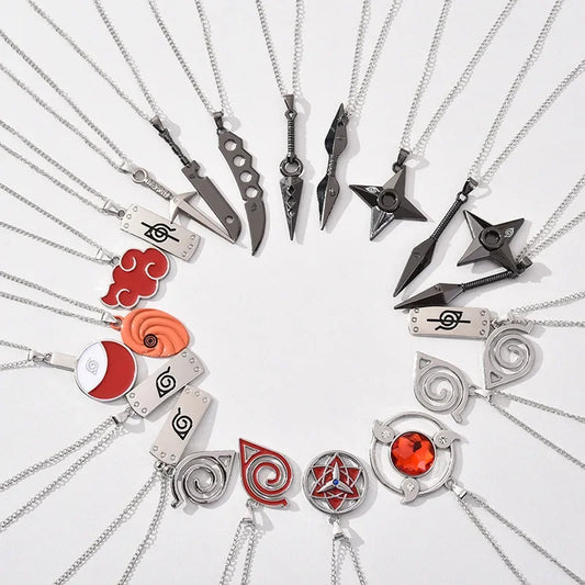 Anime Naruto Necklace Metal Alloy Pendant – Kakashi Kunai & Uzumaki Shuriken Cosplay Accessories & Collectible Toy