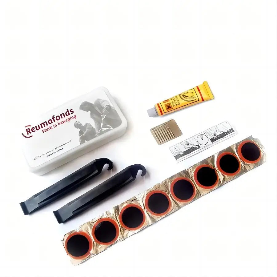 Bike Tire Repair Kit – Patches, Grinding Film, Crowbar & Multifunctional Tools for Cycling Repairs