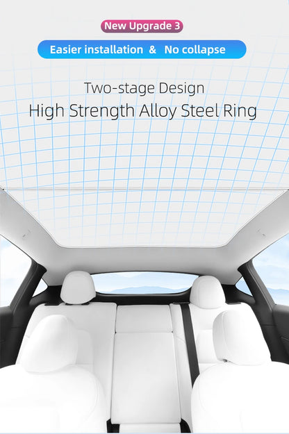 Upgraded Ice Cloth Buckle Sun Shades for Tesla Model 3 & Y (2021-2025) – Front & Rear Glass Roof Sunroof Skylight Covers
