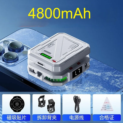 TH10 Semiconductor Phone Cooler – 4800mAh Ice Cooling Radiator with Magnetic & Clip-On Design, Adjustable Gaming Phone Heat Dissipation Fan
