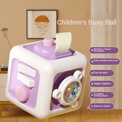 6-in-1 Montessori Sensory Busy Board – Educational Fidget Toy Drawer Cube for Baby Skill Development, Girls & Boys