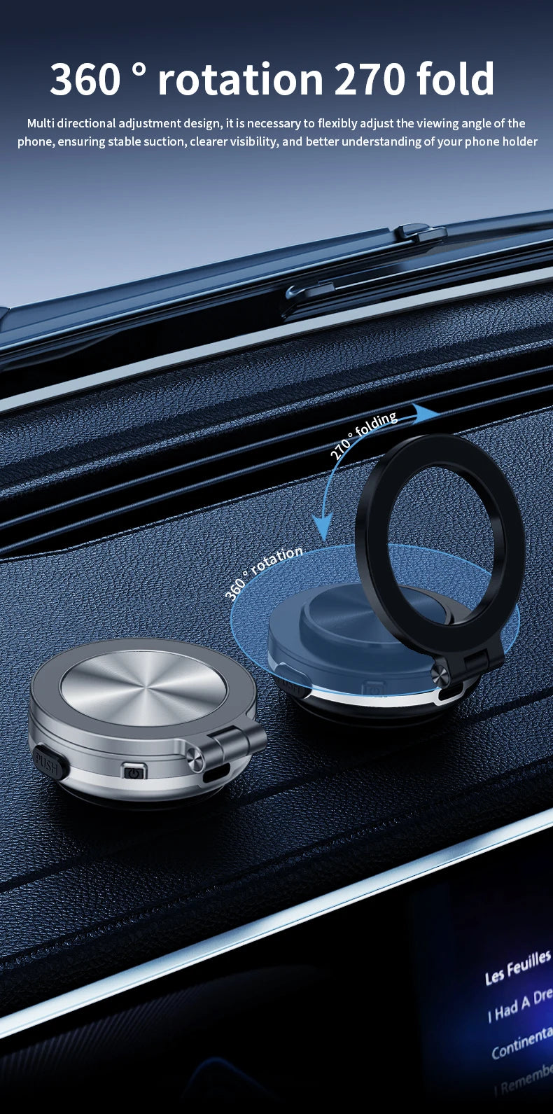 Intelligent Magsafe Car Mount – Magnetic Vacuum Mobile Phone Holder with Folding Swivel Stand and Strong Adsorption