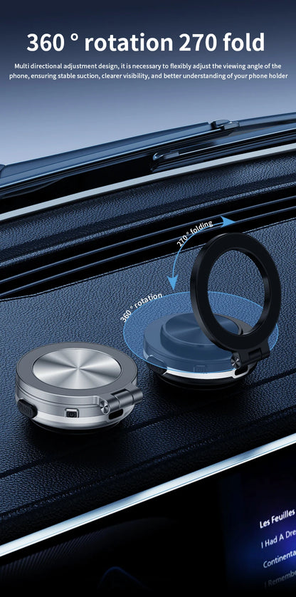 Intelligent Magsafe Car Mount – Magnetic Vacuum Mobile Phone Holder with Folding Swivel Stand and Strong Adsorption