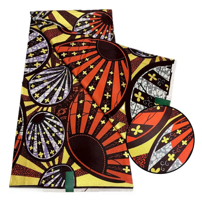 Original African Wax Print Fabric - 6 Yards 100% Cotton Nigerian Ankara Sewing Material for Women’s Dresses