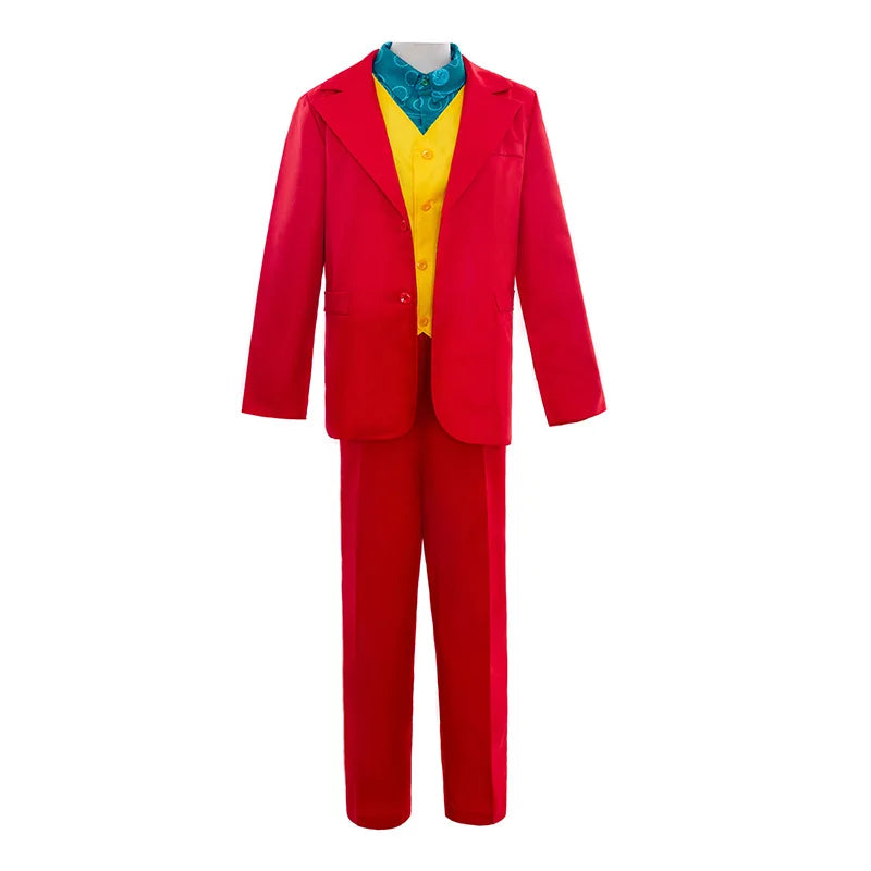 Joker Cosplay Costume Set - Arthur Fleck Red Suit with Green Wig for Halloween & Costume Parties