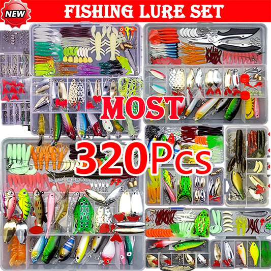 Fishing Lure Kit with Soft & Hard Baits – Minnow, Metal Jig Spoon & Crankbait Set for Bass & Pike Fishing with Storage Box Tackle Gear Kit