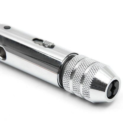Adjustable Silver T-Handle Ratchet Tap Holder Wrench – 5pcs M3-M8 Machine Screw Thread Metric T-shaped Tap