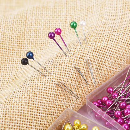 100Pcs/Box Colorful Round Pearl Head Sewing Pins - 38cm Straight Stitch Push Needles for Dressmaking & DIY Sewing Tools