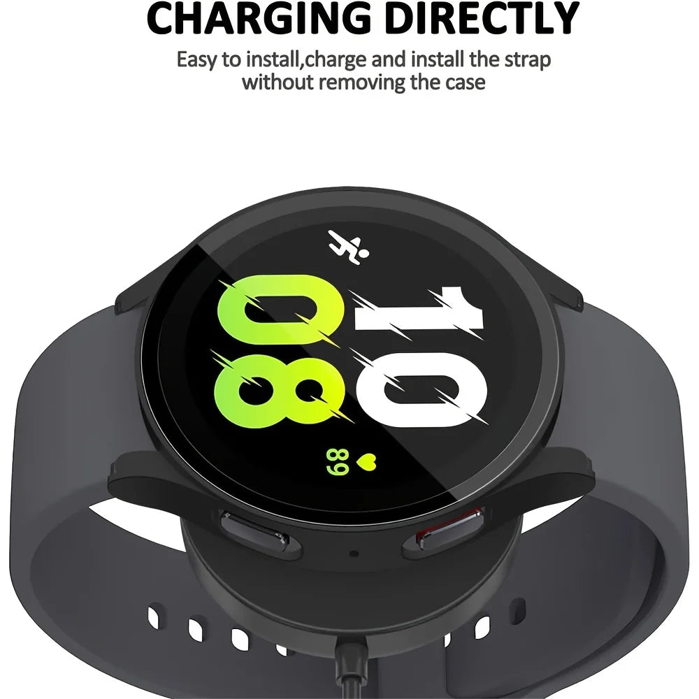 2-Pack Samsung Galaxy Watch Protective Case with Tempered Glass - Full-Coverage Drop-Resistant and Scratch-Resistant Screen Protector for Watch 4/5/6/7 40mm & 44mm