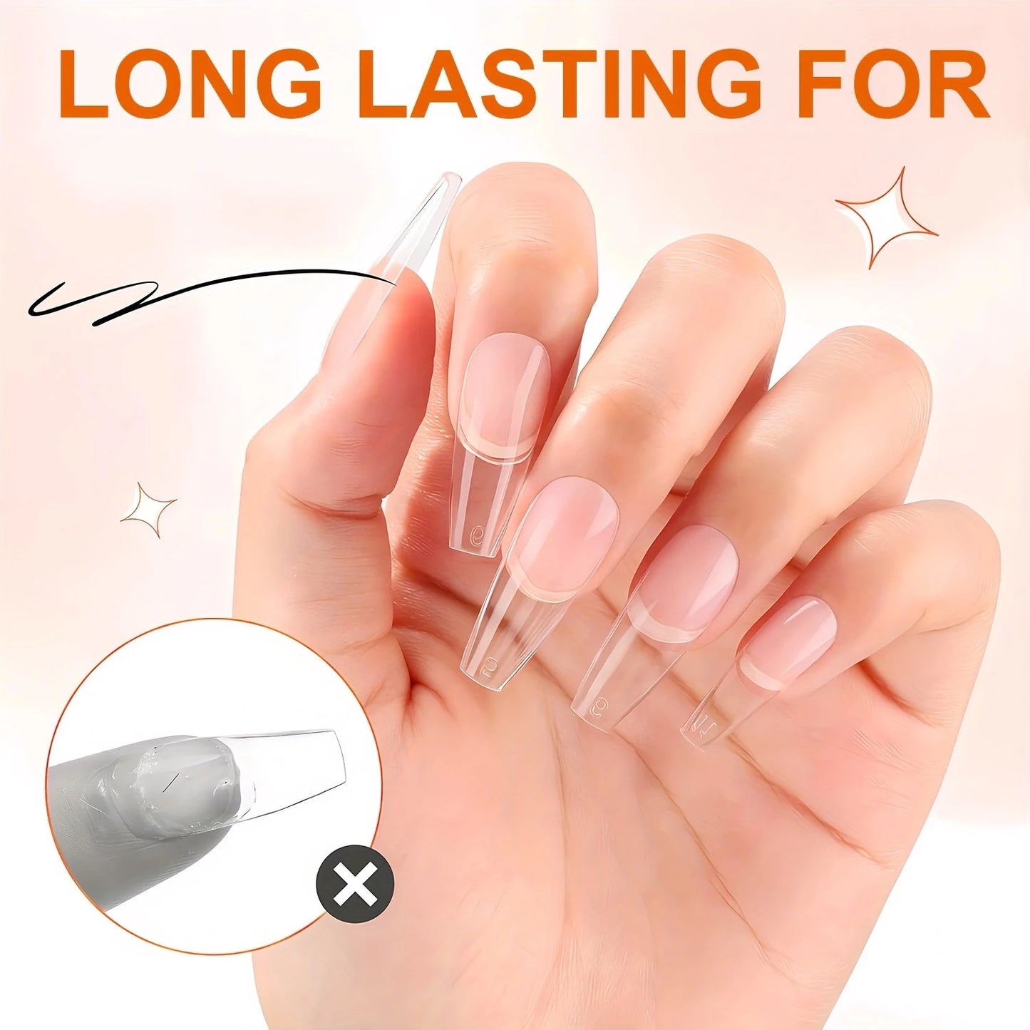 Solid Nail Glue Gel for Press-On Nails – Super Strong Acrylic Nail Gel for Manicure Extensions, Long-Lasting