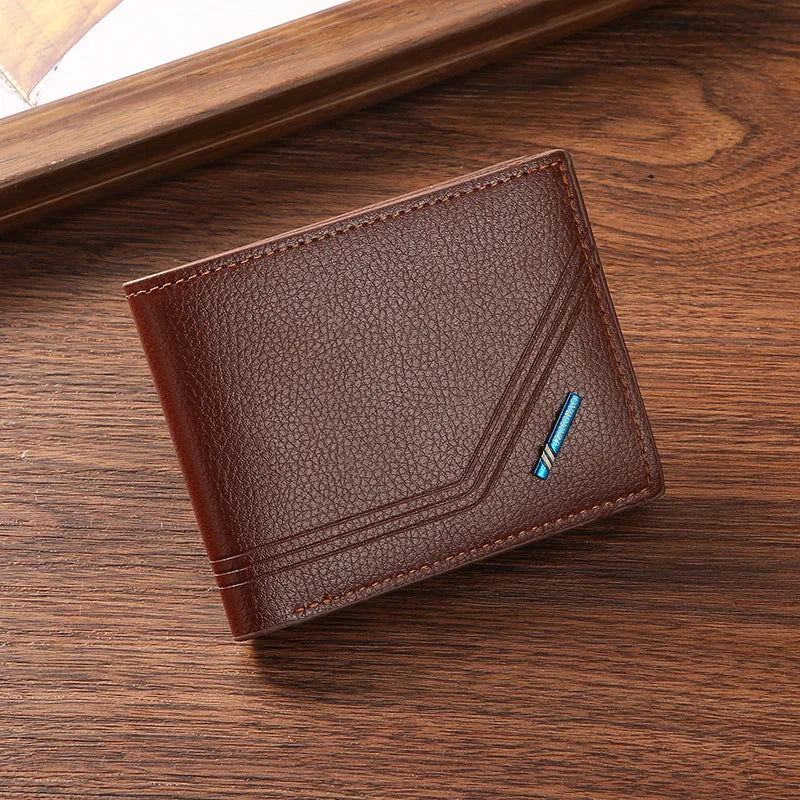 Men’s Slim Short Bifold Faux Leather Wallet – Credit Card & ID Holder Business Billfold Clutch Purse for Everyday Use