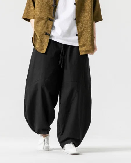 Men’s Spring Loose Harem Pants – Linen Oversized Sweatpants, High-Quality Casual Brand Trousers