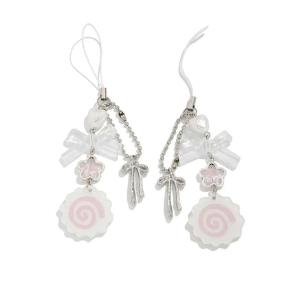 Y2K Acrylic Flower Bowknot Keychain - Cute Love Bag Pendant Charm for Backpack Phone & Fashion Accessories