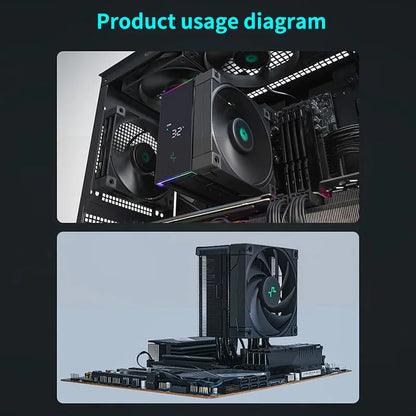 DeepCool AK500S CPU Cooler – Digital Display, 5 Heat Pipes, 240W TDP, 120mm FDB Silent Air Cooler Heatsink