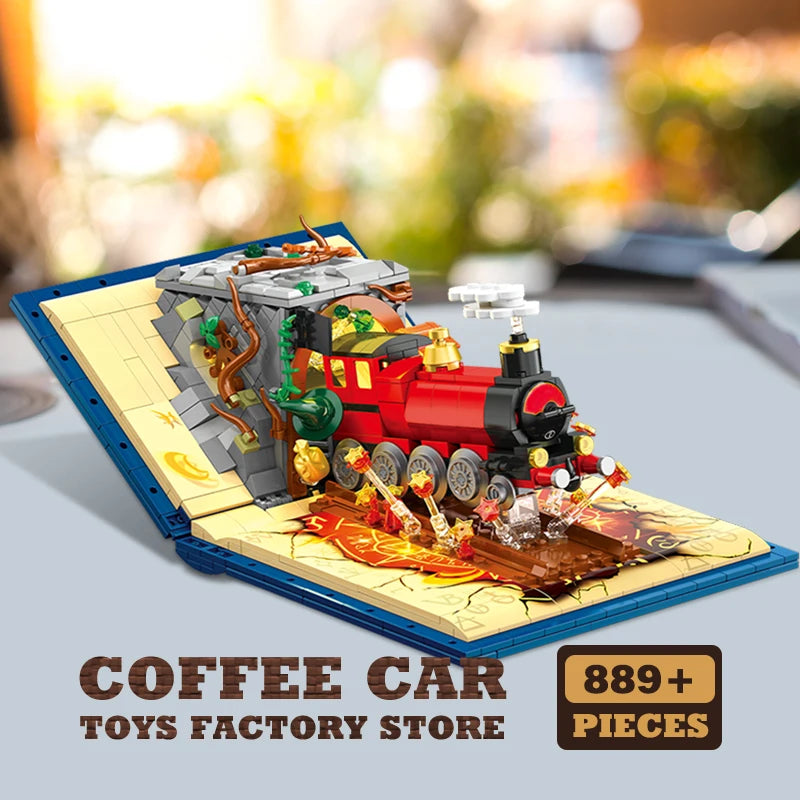 LED Magic Train Building Block Set – 3D Locomotive & Station MOC Puzzle Toy DIY Gift for Kids & Adults