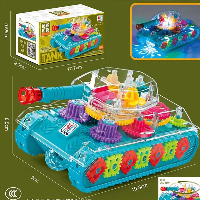 Cartoon Transparent Pull-Back Gear Car Toy for Kids – Inertia Powered Puzzle Sliding Car Gift for Toddlers Ages 1–3