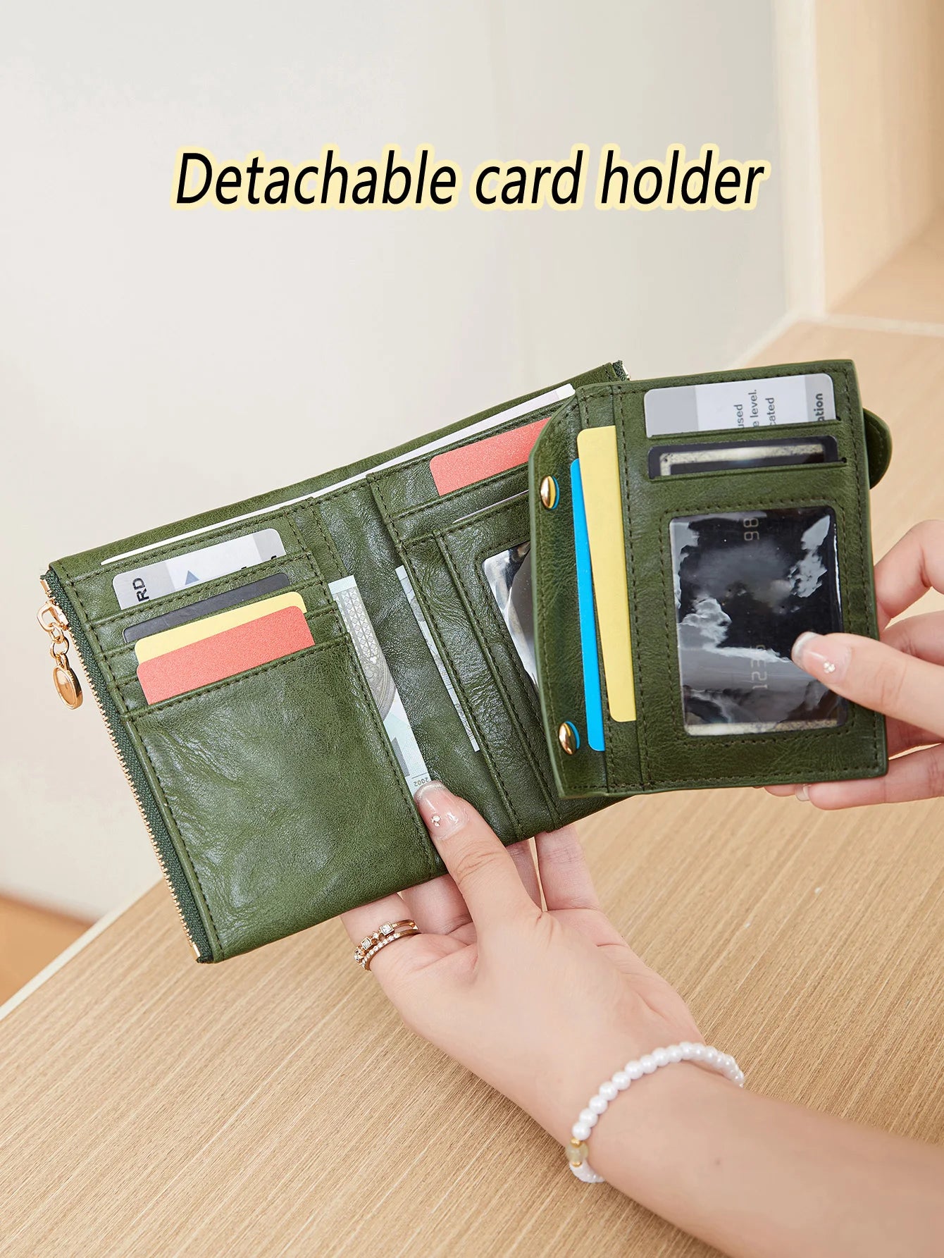 Minimalist Women’s Wallet – Short Three-Layer Large Capacity Double Zipper Card & Money Holder