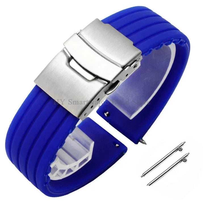 Quick Release Silicone Watch Strap 18–24mm – Sport Rubber Band for Huawei Watch GT2/3/4, Omega, Seiko, Fossil