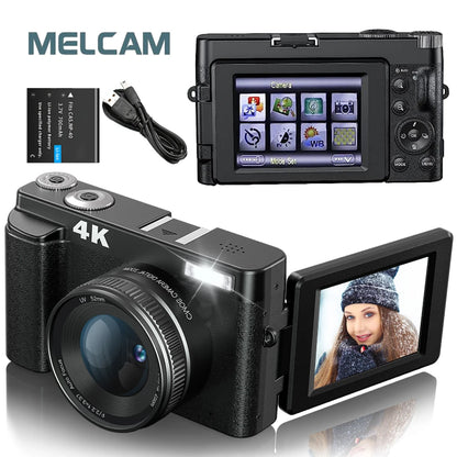 4K Digital Camera – 48MP Photography & Video, Autofocus, Anti-Shake, 3'' 180° Flip Screen with Flash, Compact Vlogging Camera