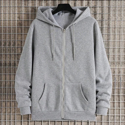 Men’s Fleece Zip-Up Hoodie – Classic Casual Zipper Jacket for Running | Y2K Hip Hop Streetwear